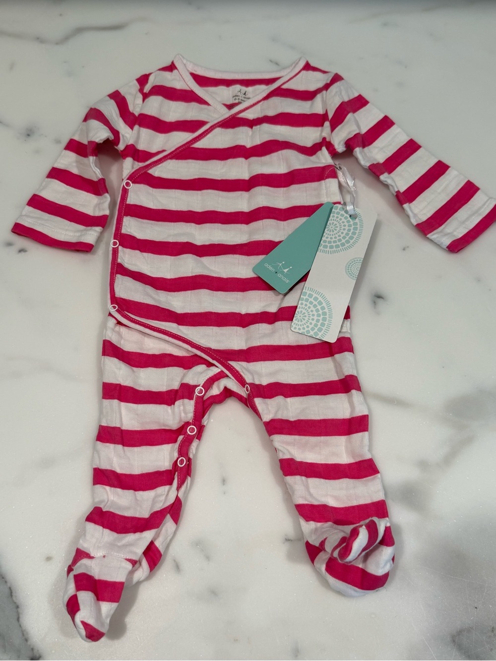 Baby Layette Kimono
Pink/White Stripe